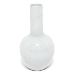 Tall Celadon White Bottleneck Vase
