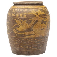 Used Monumental Chinese Dragon & Phoenix Egg Jar, c. 1850