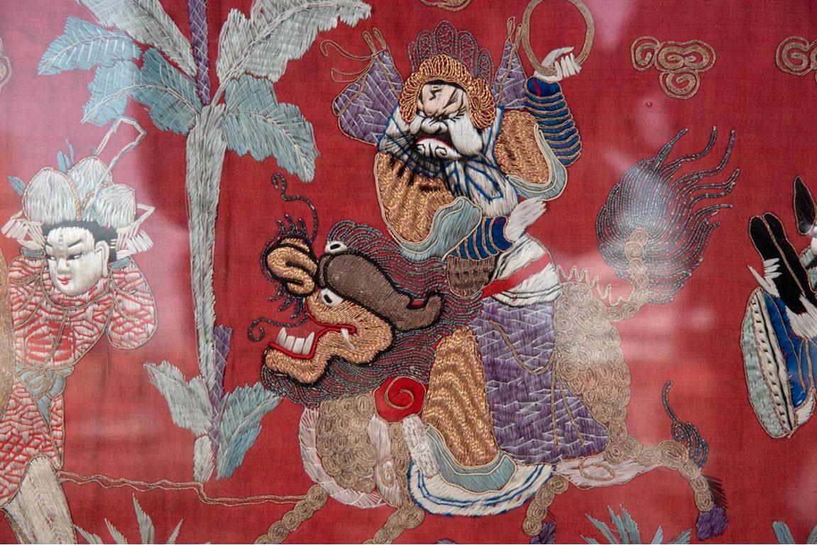 19th Century Monumental Chinese Embroidered Silk Tapestry, circa 1890 For Sale