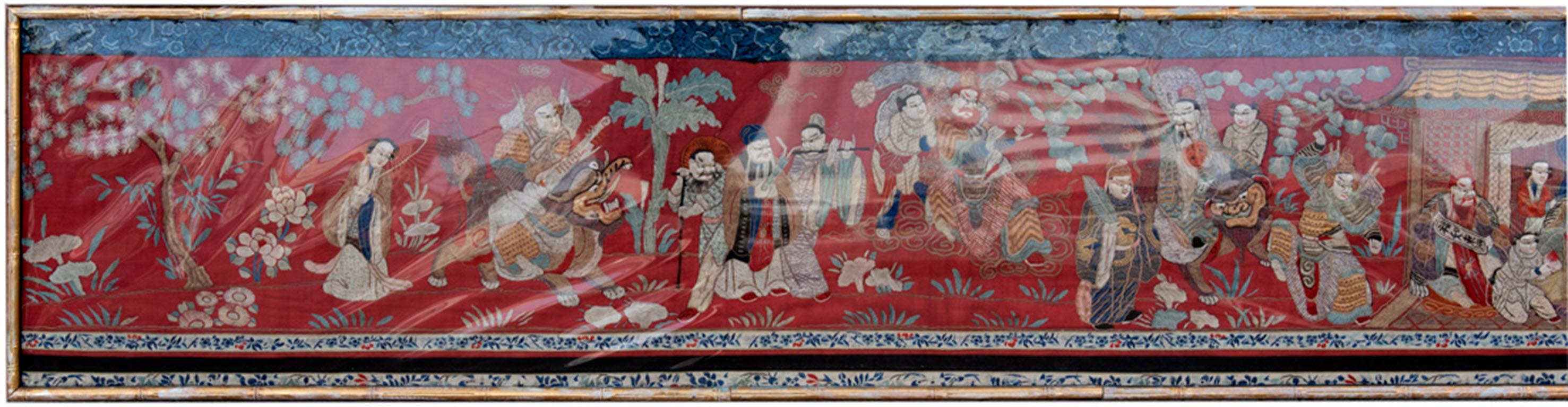 Monumental Chinese Embroidered Silk Tapestry, circa 1890 For Sale 1