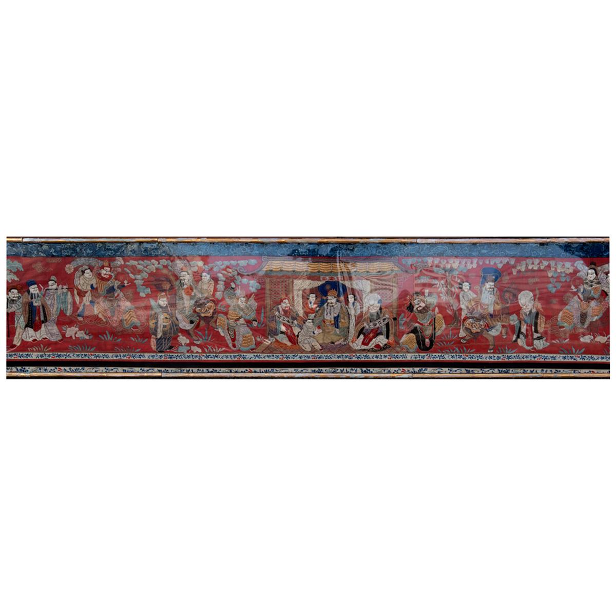 Monumental Chinese Embroidered Silk Tapestry, circa 1890 For Sale