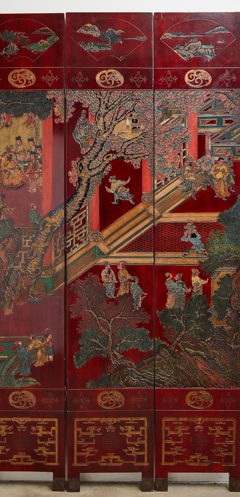 20th Century Monumental Chinese Export Twelve-Panel Lacquered Coromandel Screen For Sale