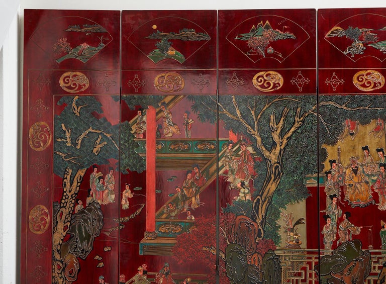 Monumental Chinese Export Twelve-Panel Lacquered Coromandel Screen For Sale 2