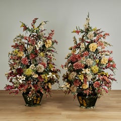 Monumental Chinese Jade, Stone and Glass Flower Arrangements