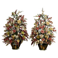 Monumental Chinese Jade, Stone and Glass Flower Arrangements