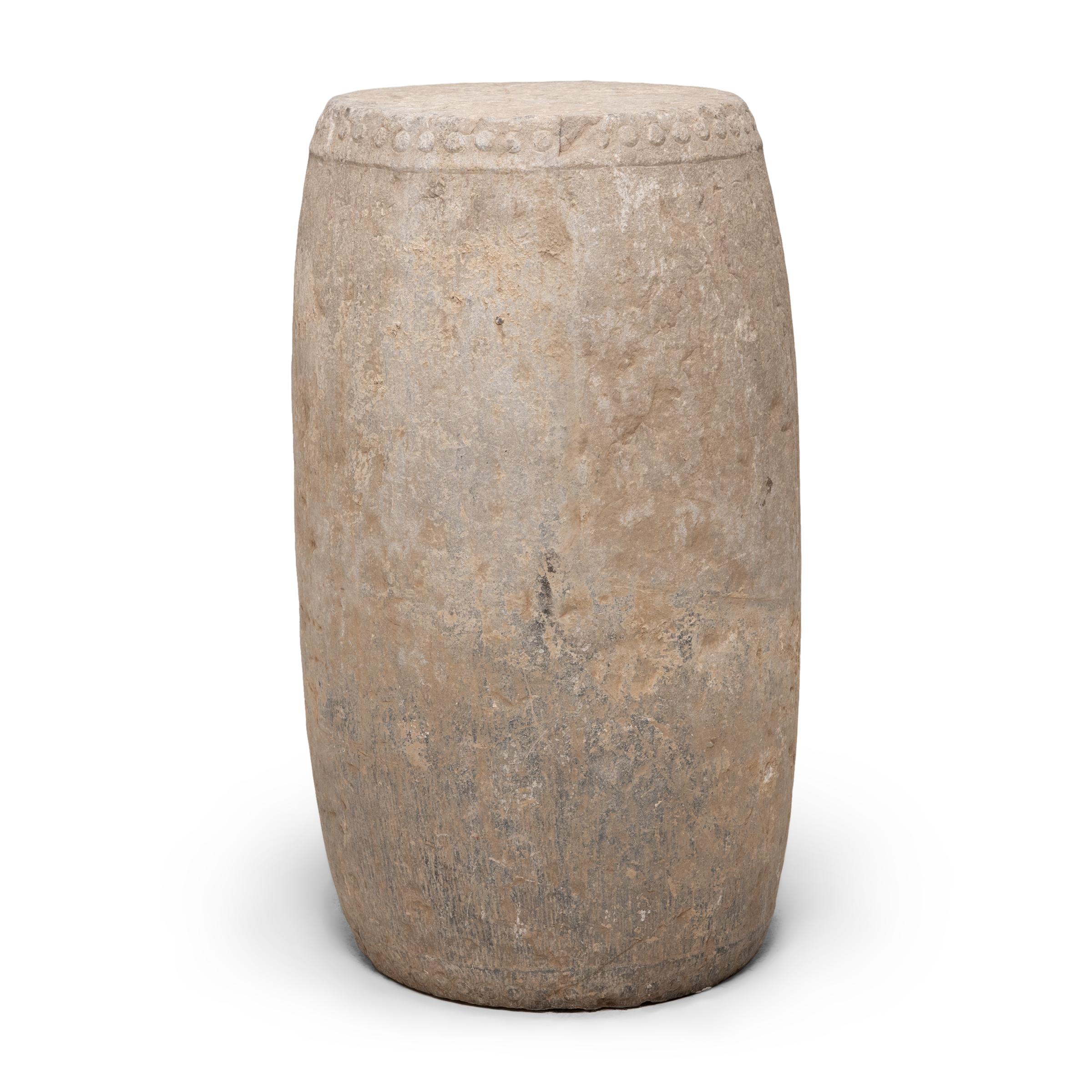 Monumental Chinese Limestone Drum, c. 1800 For Sale