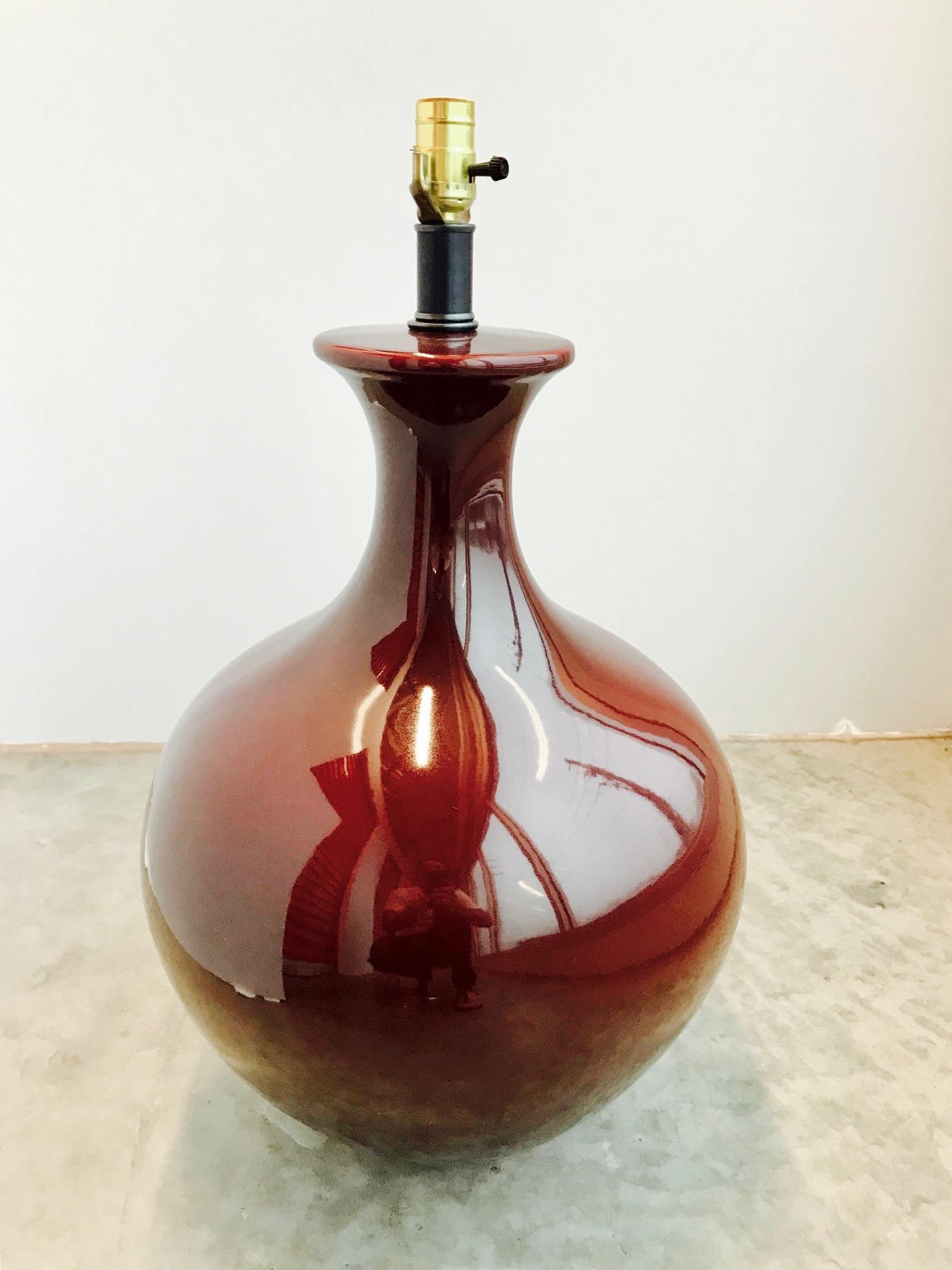 Glazed Monumental Chinese Oxblood Porcelain Lamp by Marbro, 1970s