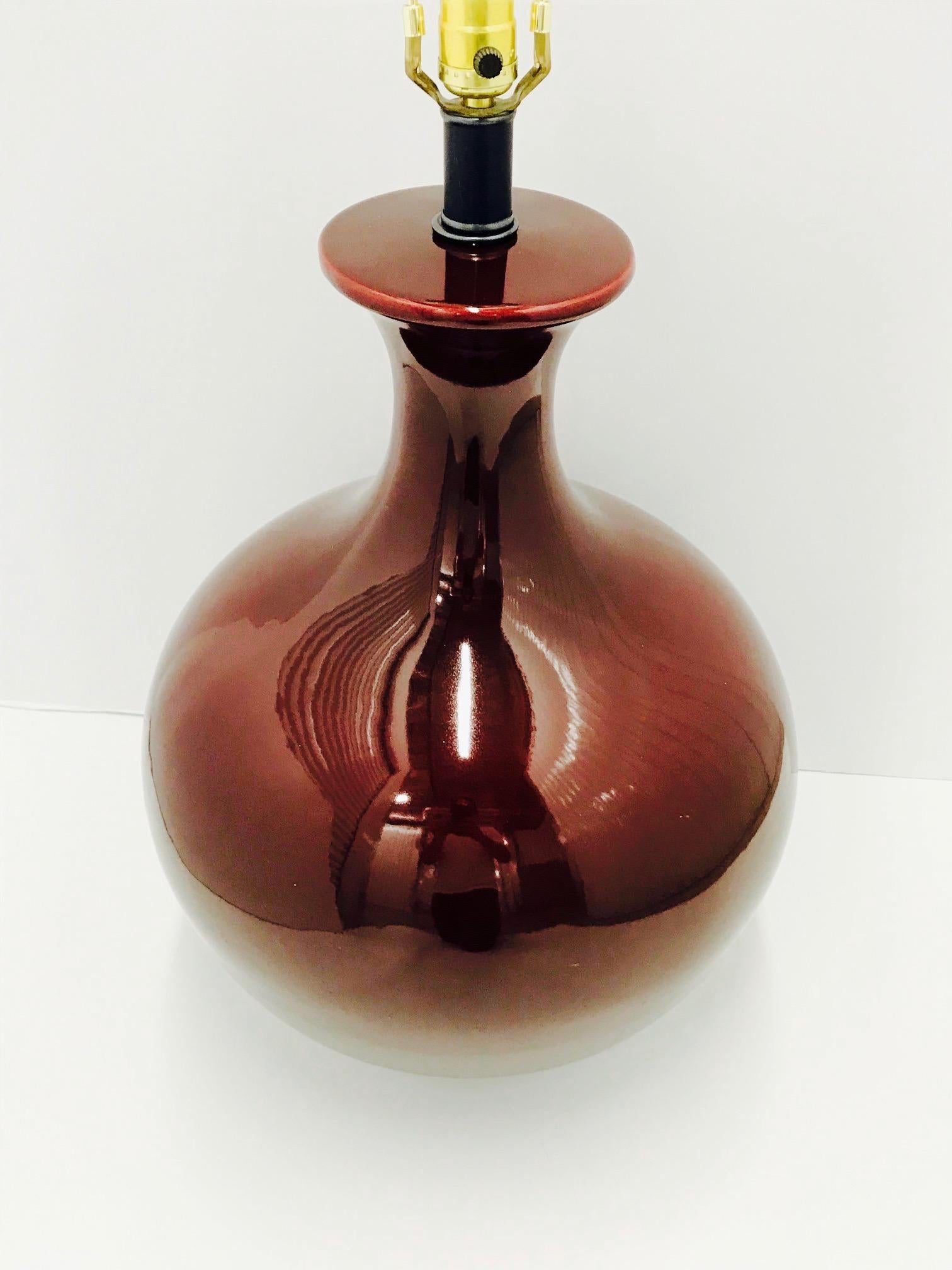 Monumental Chinese Oxblood Porcelain Lamp by Marbro, 1970s In Good Condition In Fort Lauderdale, FL