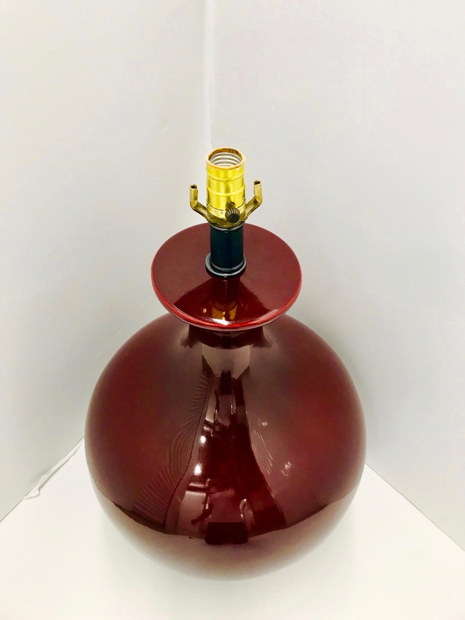 Ceramic Monumental Chinese Oxblood Porcelain Lamp by Marbro, 1970s