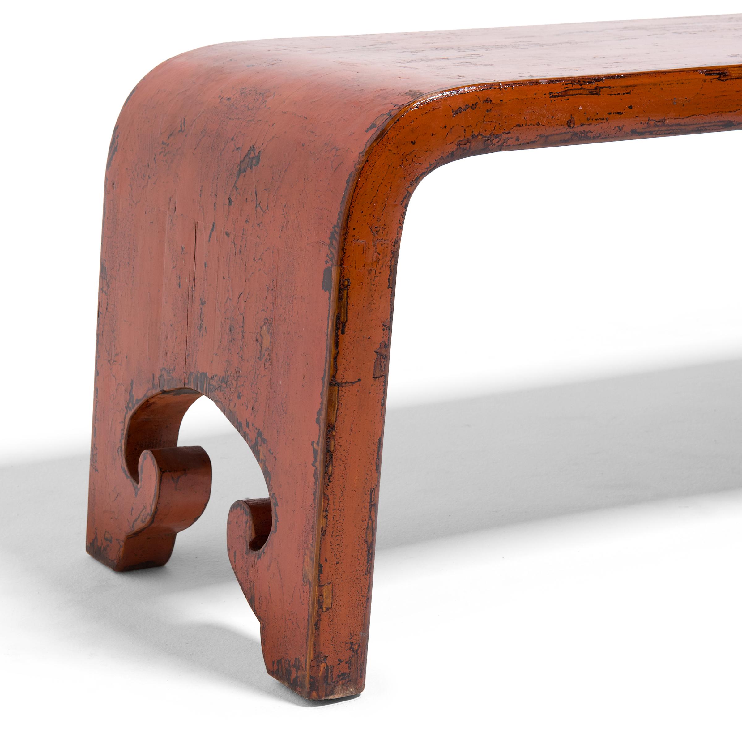 Monumental Chinese Persimmon Ribbon Table, c. 1900 In Good Condition In Chicago, IL