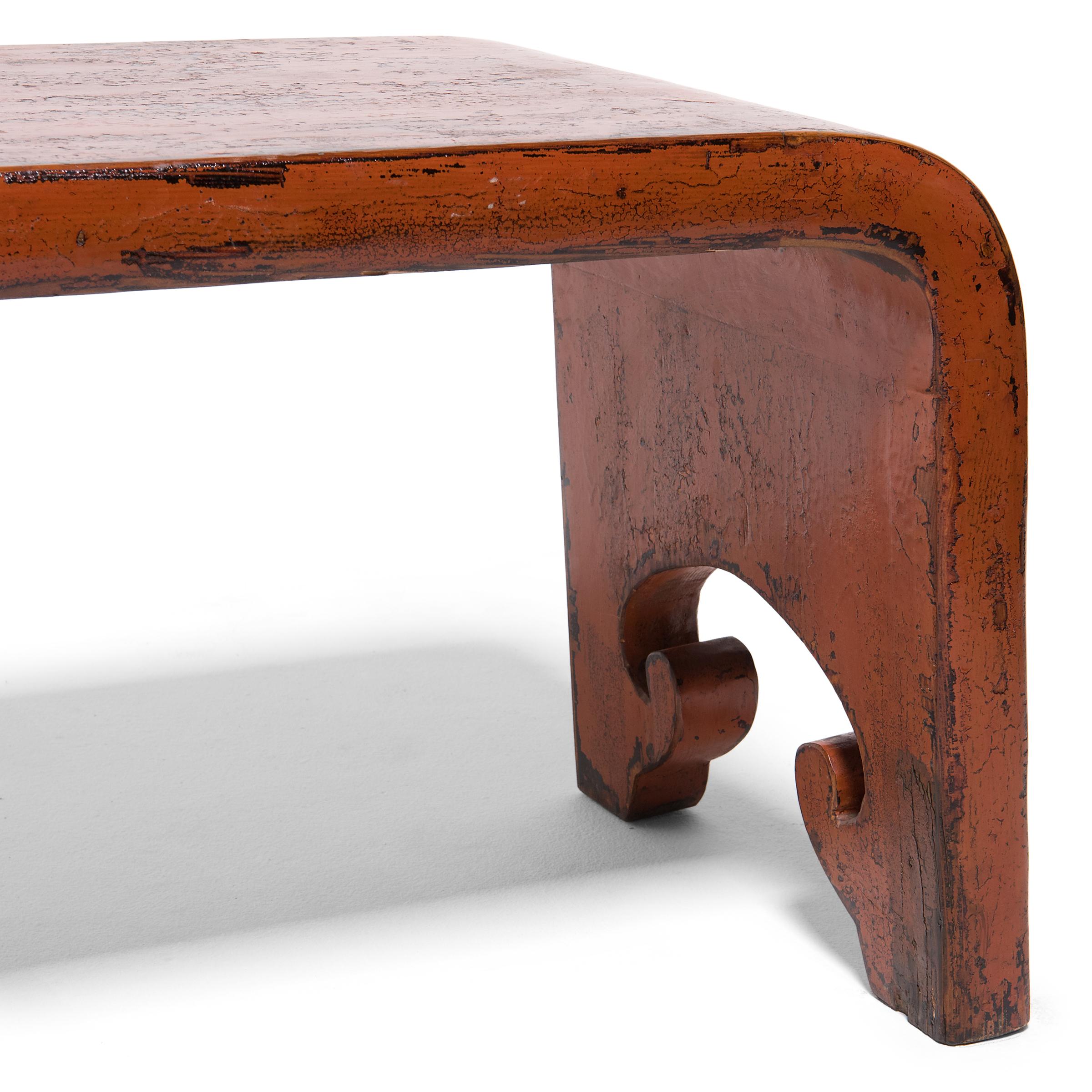 20th Century Monumental Chinese Persimmon Ribbon Table, c. 1900