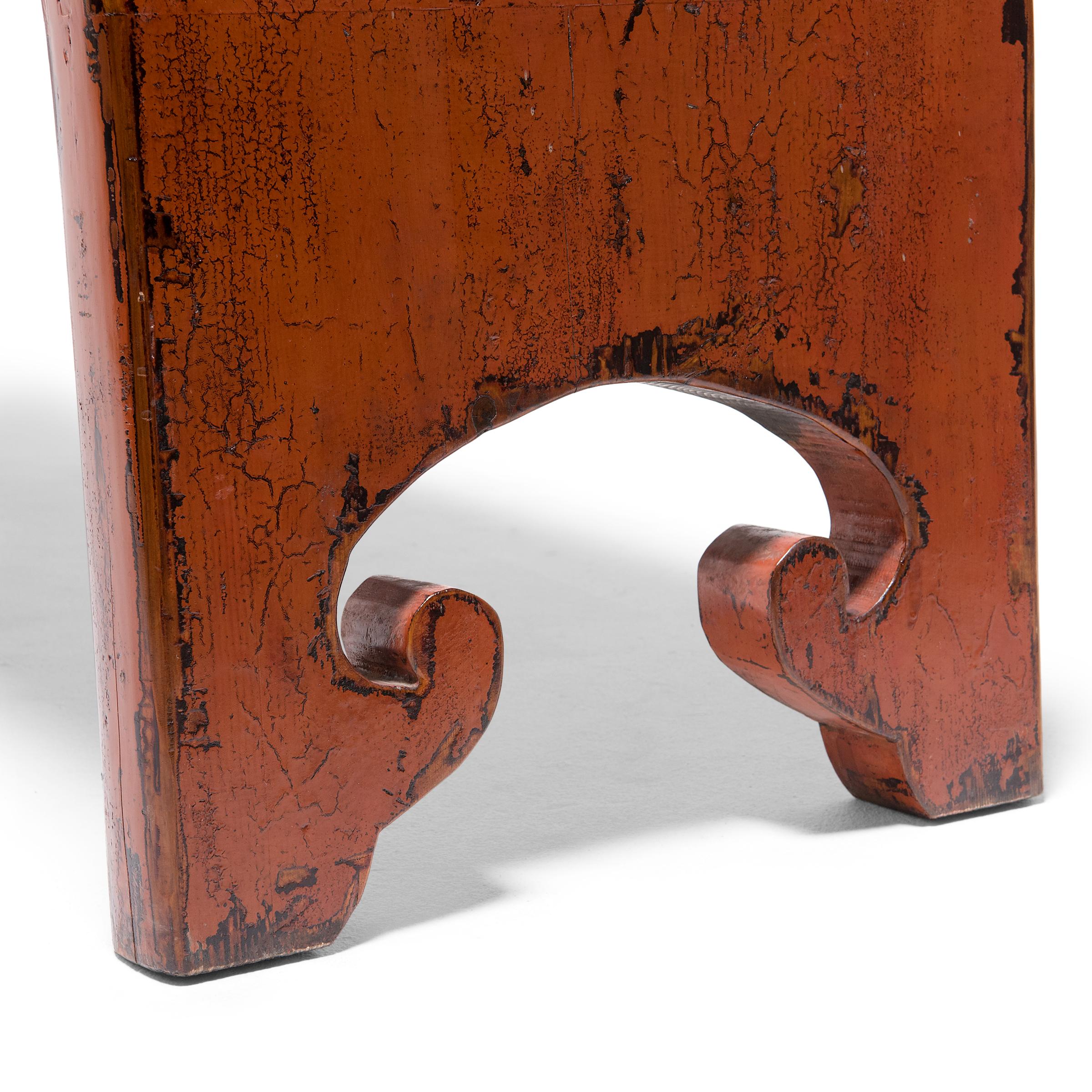Pine Monumental Chinese Persimmon Ribbon Table, c. 1900