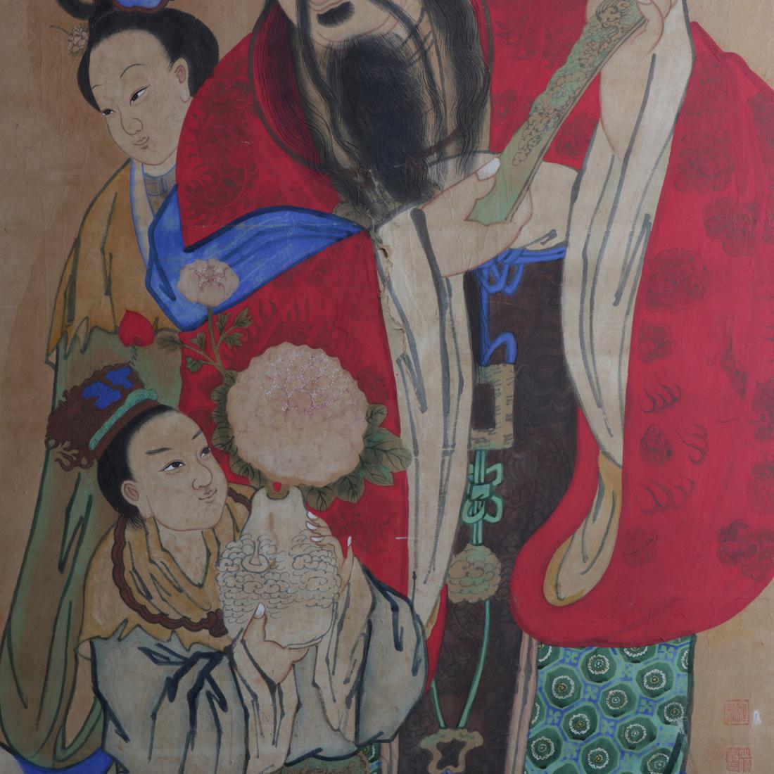 Monumental Chinese Portrait Painting of Tin-Kuan, Signed 3