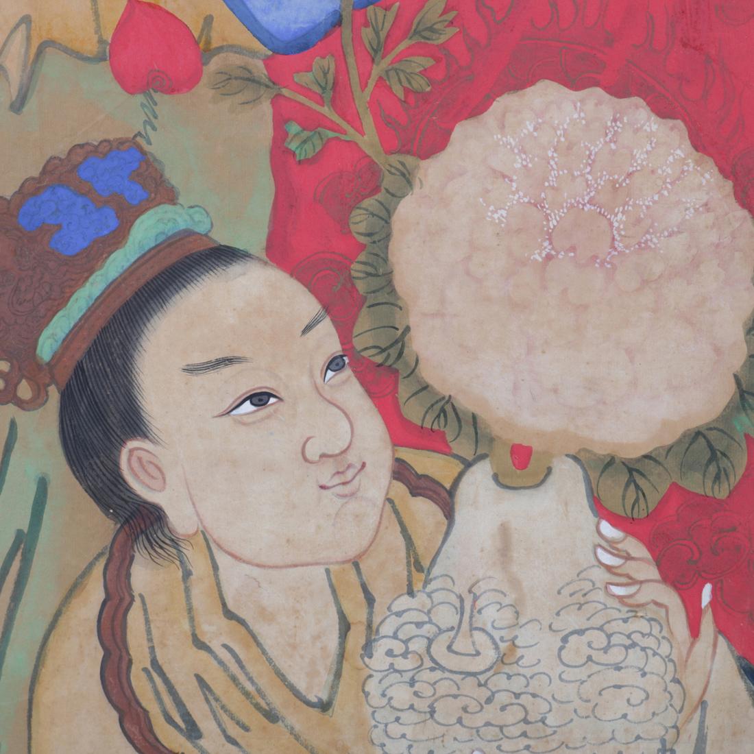 Monumental Chinese Portrait Painting of Tin-Kuan, Signed 9