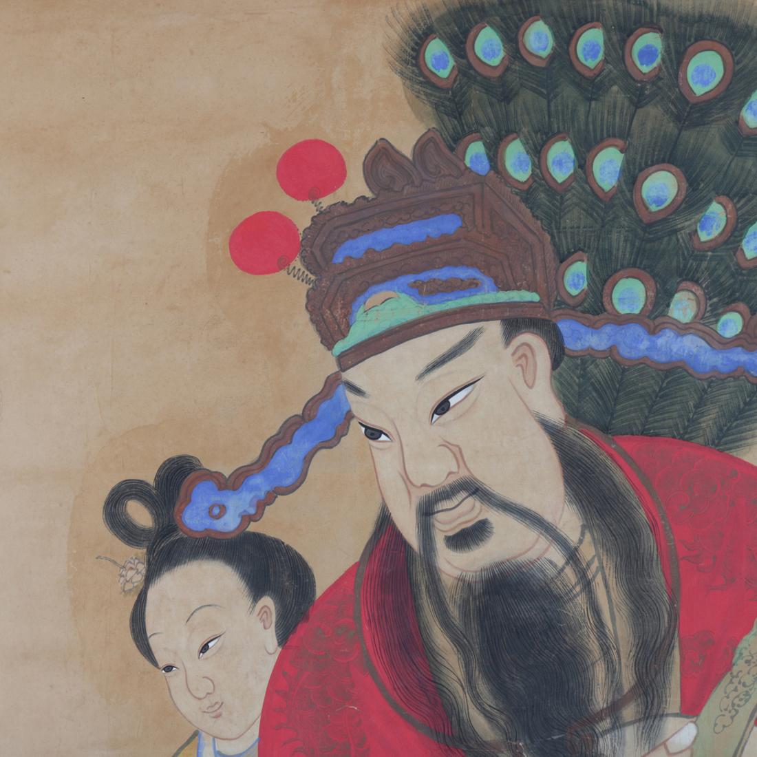Monumental Chinese Portrait Painting of Tin-Kuan, Signed In Good Condition In Big Flats, NY