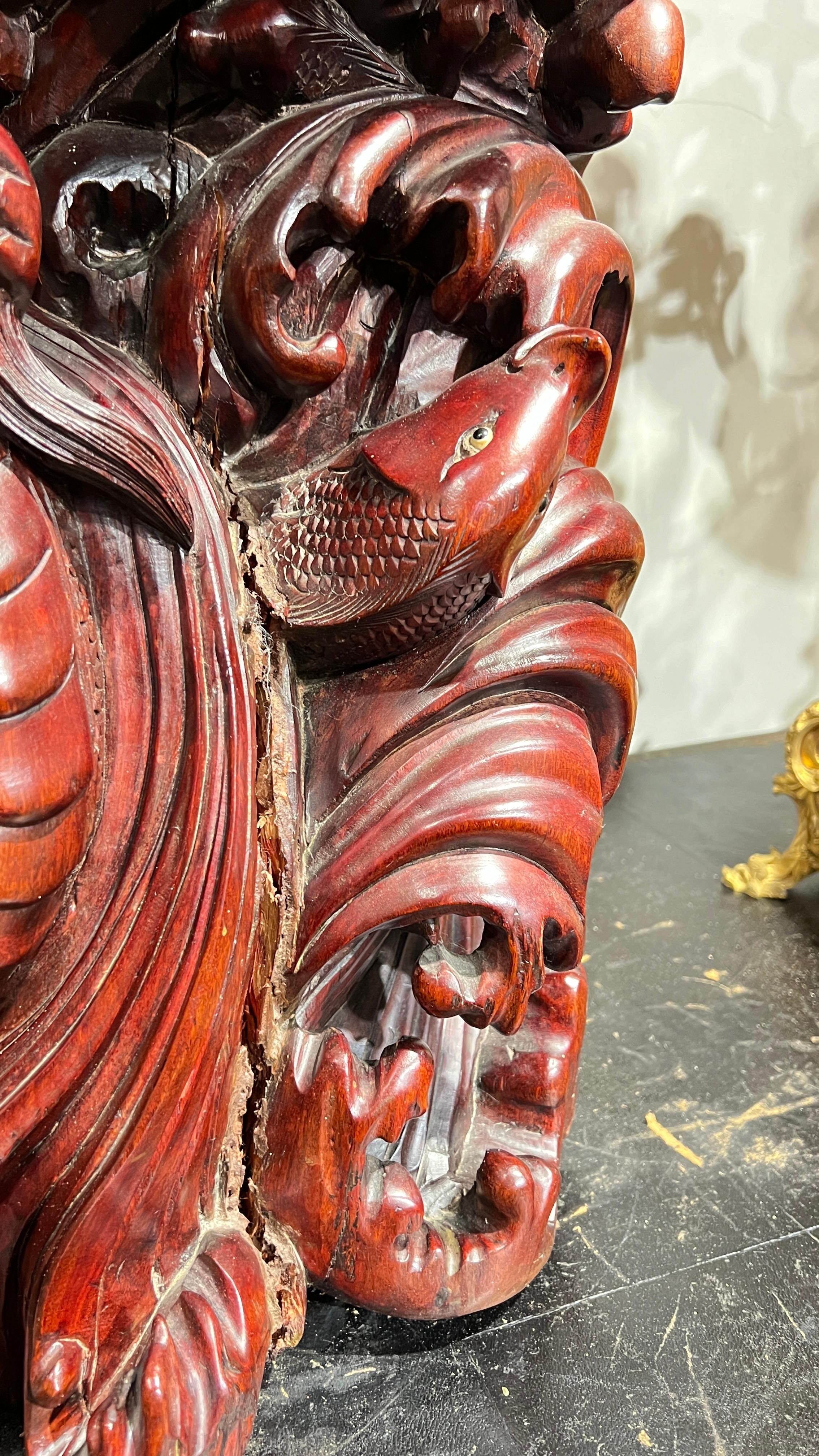 Monumentale chinesische Guanyin-Skulptur aus Rosenholz im Angebot 9