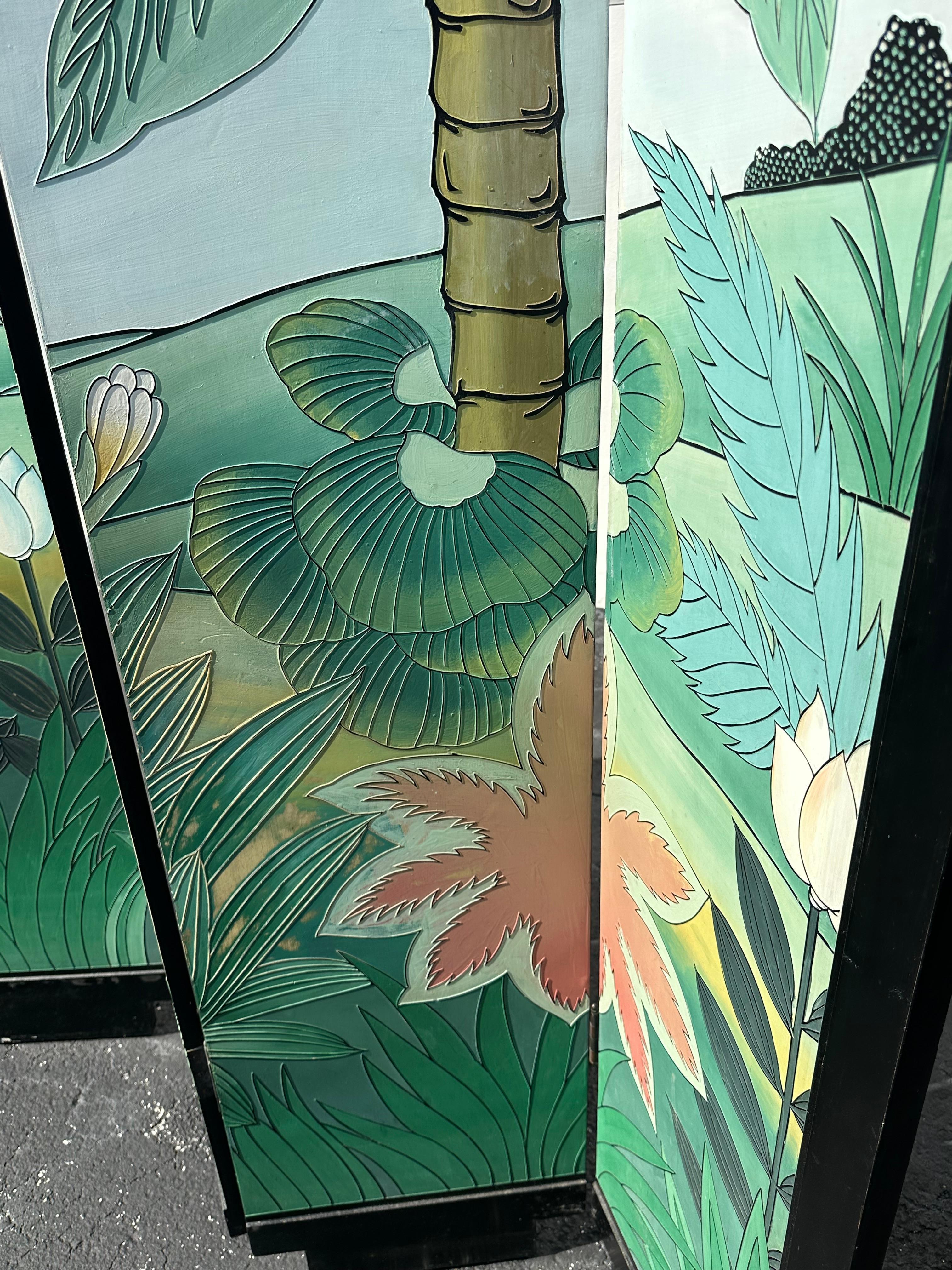 Monumental Chinoiserie Arch 6 Panel Coromandel Folding Screen Room Divider For Sale 2