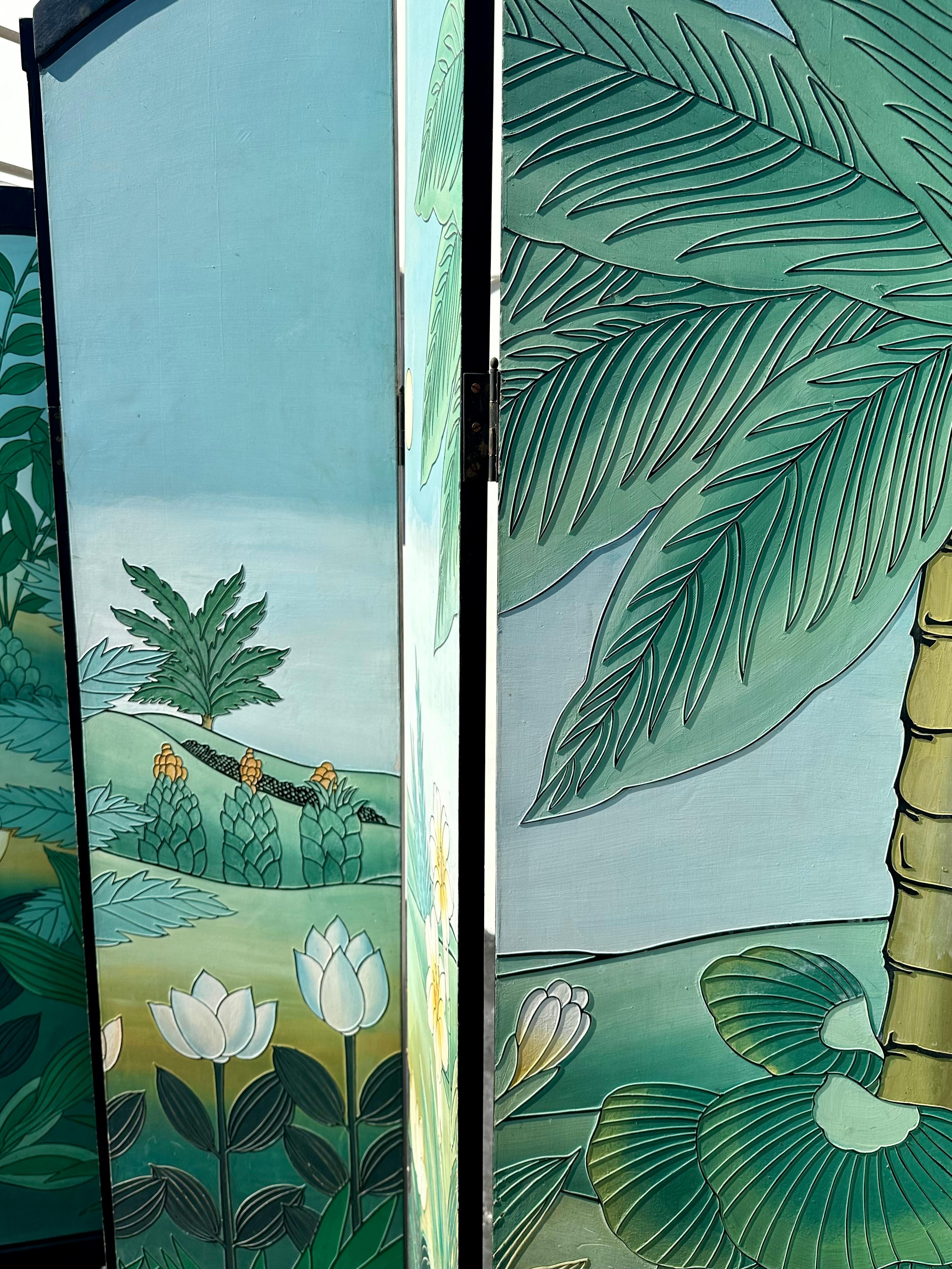 Monumental Chinoiserie Arch 6 Panel Coromandel Folding Screen Room Divider For Sale 3