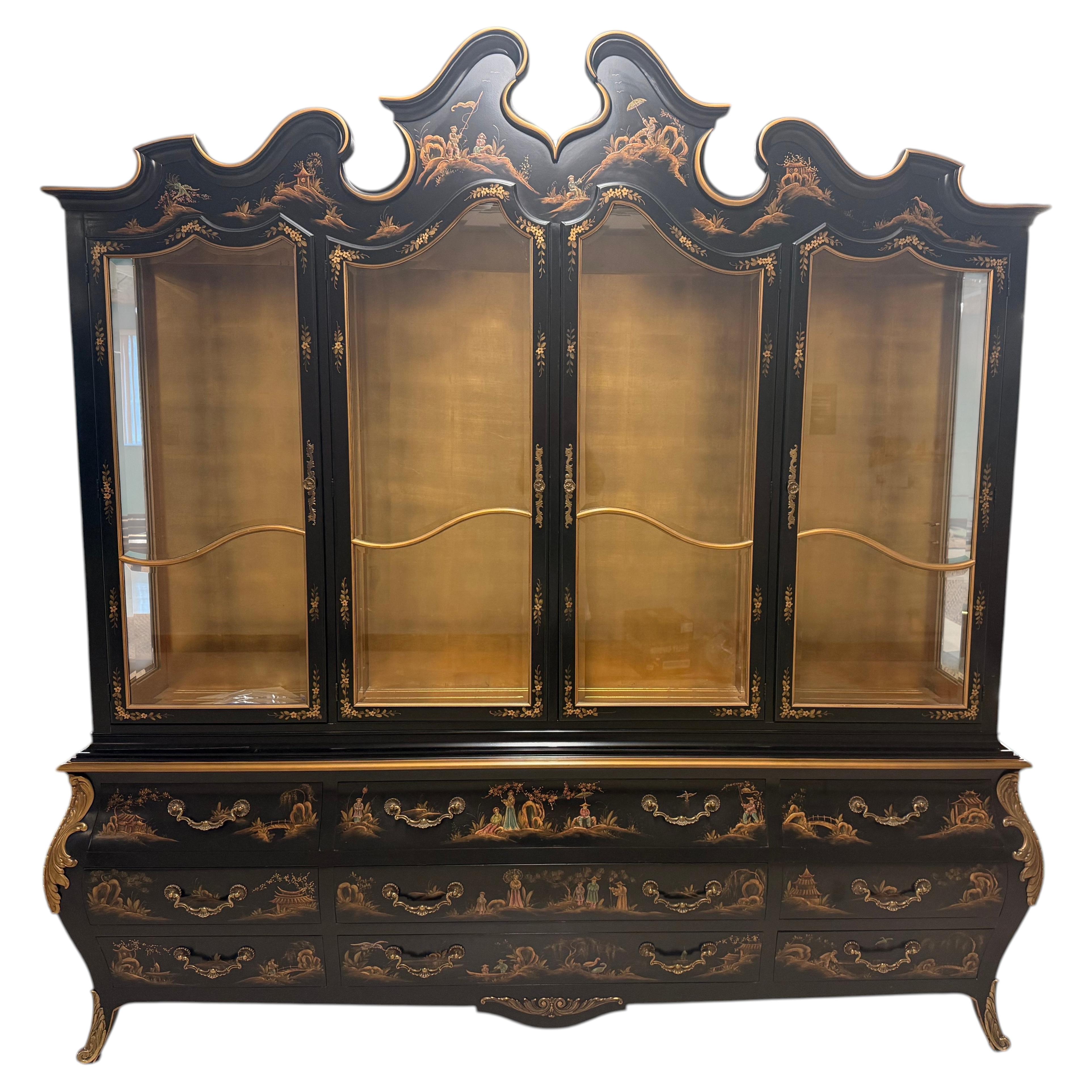 Monumental Chinoiserie China/Display Cabinet From Union National For Sale
