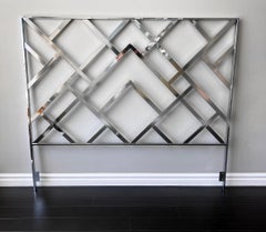 Monumental Chrome "Oriental" King Headboard & Frame, Elaine Cohen, D.I.A., 1972