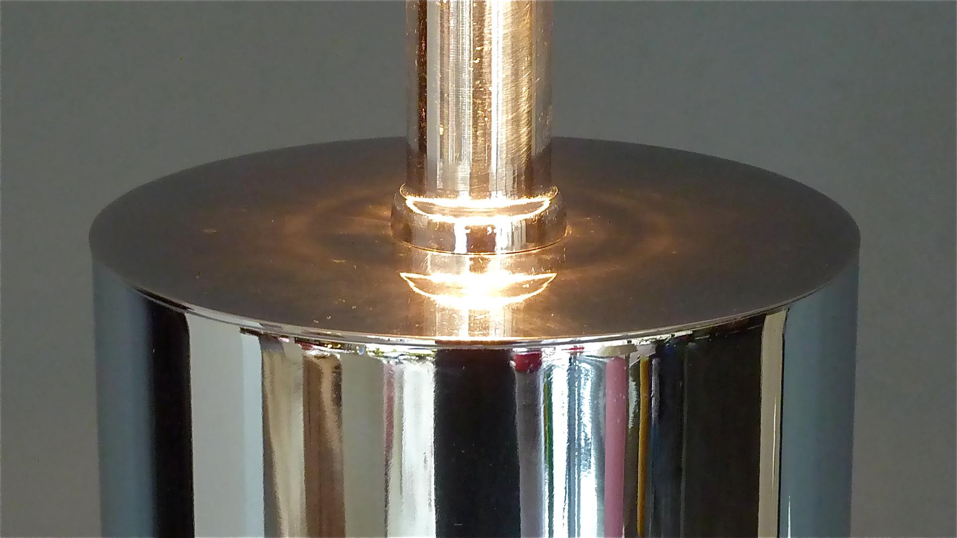 Monumental Chrome Steel Table Lamp Willy Rizzo Cardin Style Bronze Mirror 1970s For Sale 3