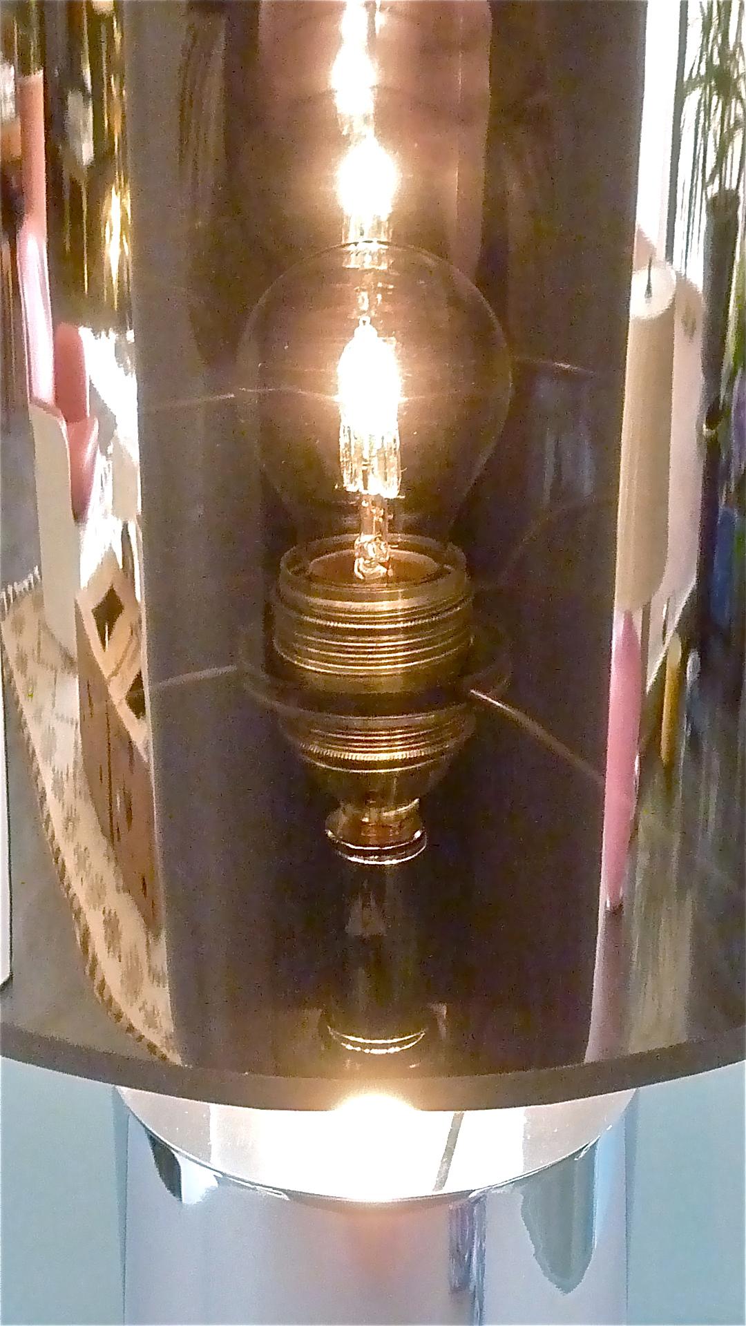 Monumentale Chromstahl Tischlampe Willy Rizzo Cardin Style Bronze Spiegel 1970er im Angebot 7