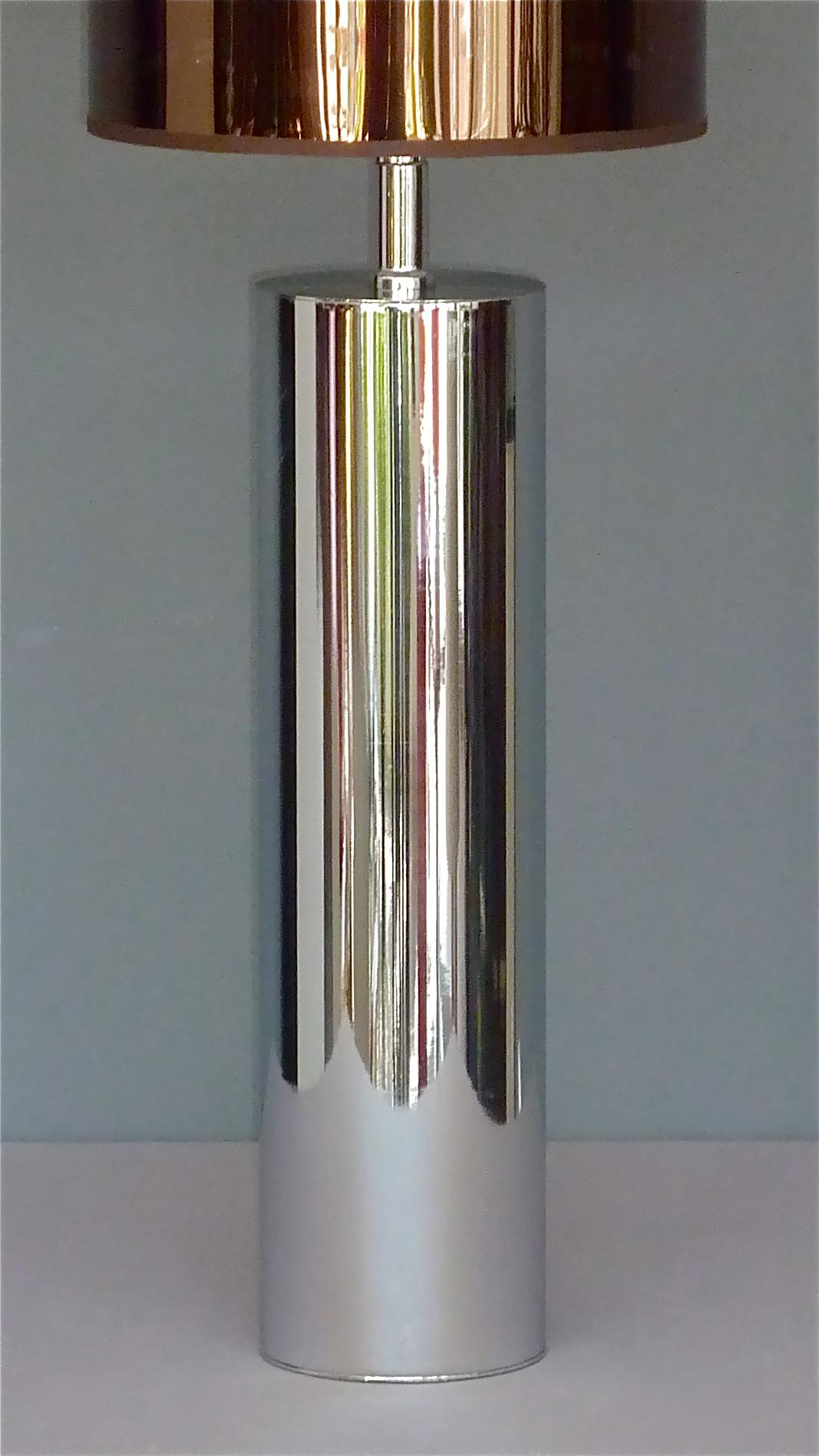 Monumentale Chromstahl Tischlampe Willy Rizzo Cardin Style Bronze Spiegel 1970er im Angebot 1