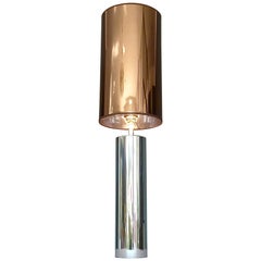 Monumental Chrome Steel Table Lamp Willy Rizzo Cardin Style Bronze Mirror 1970s
