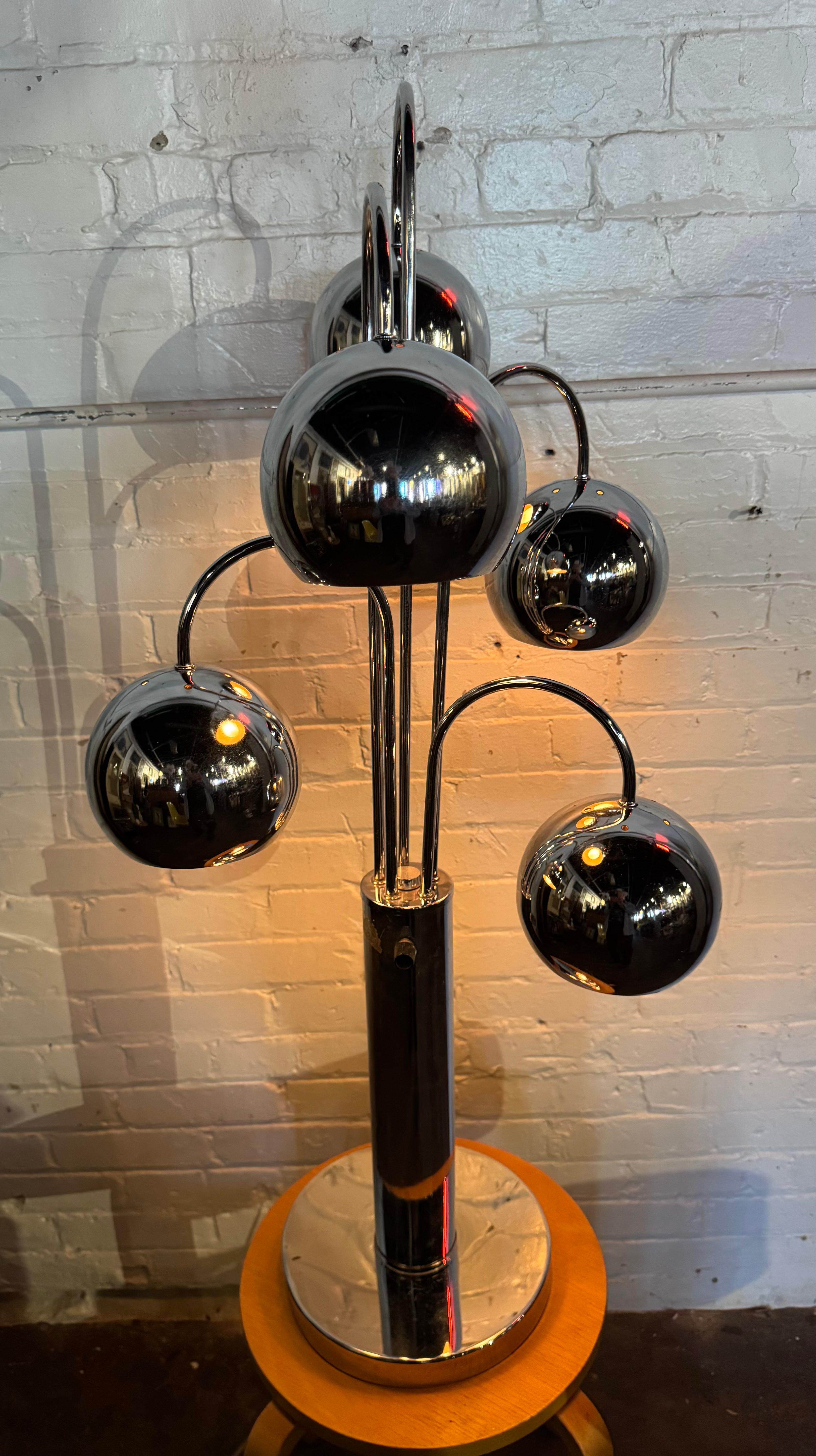 Monumental Chrome Waterfall Eyeball (ORB) Table Lamp by Sonneman SPACE-AGE For Sale 3