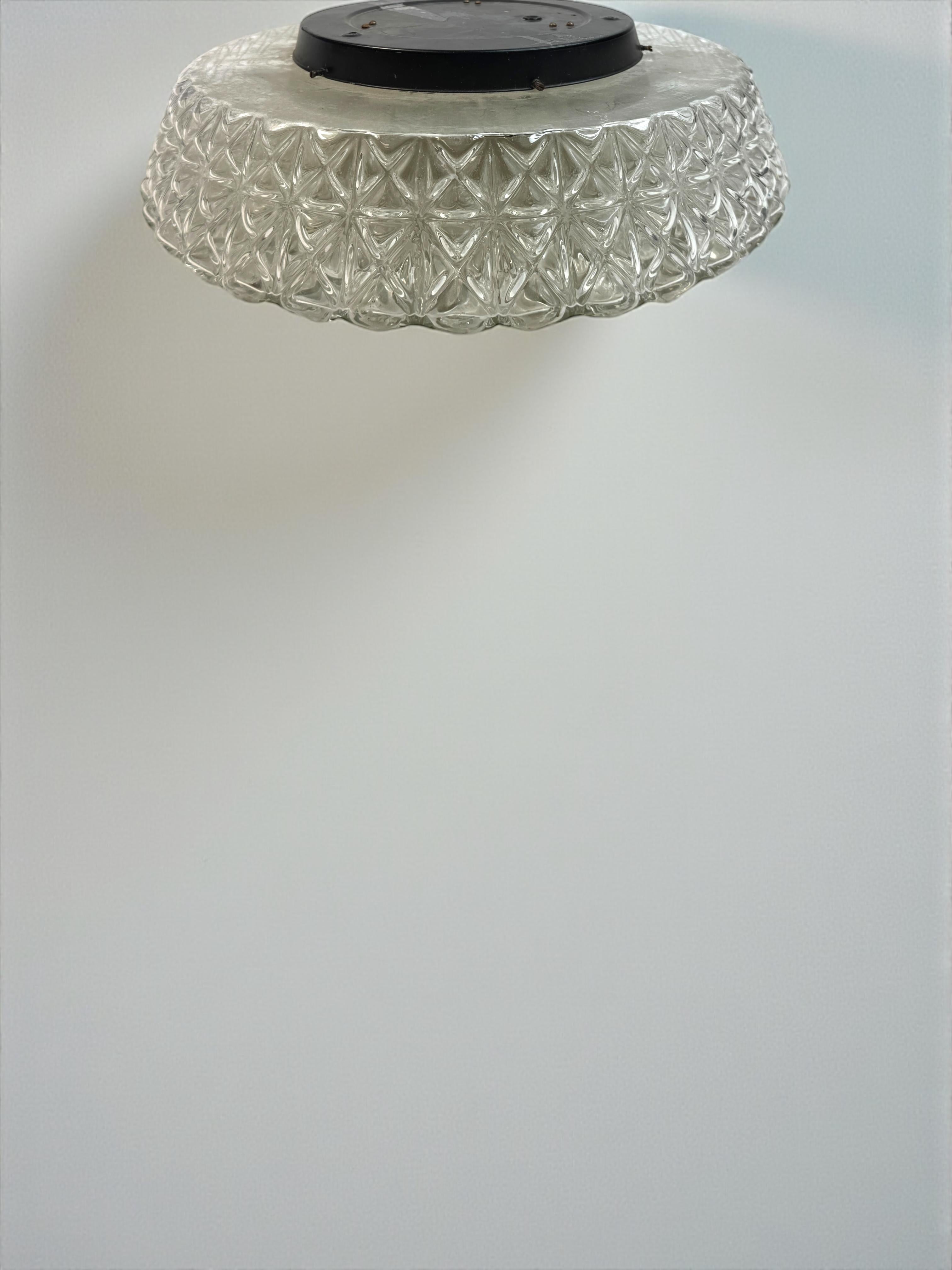 Monumentaler kreisförmiger gläserner Flush Mount von Kaiser Leuchten, Vintage German 1960s im Angebot 5