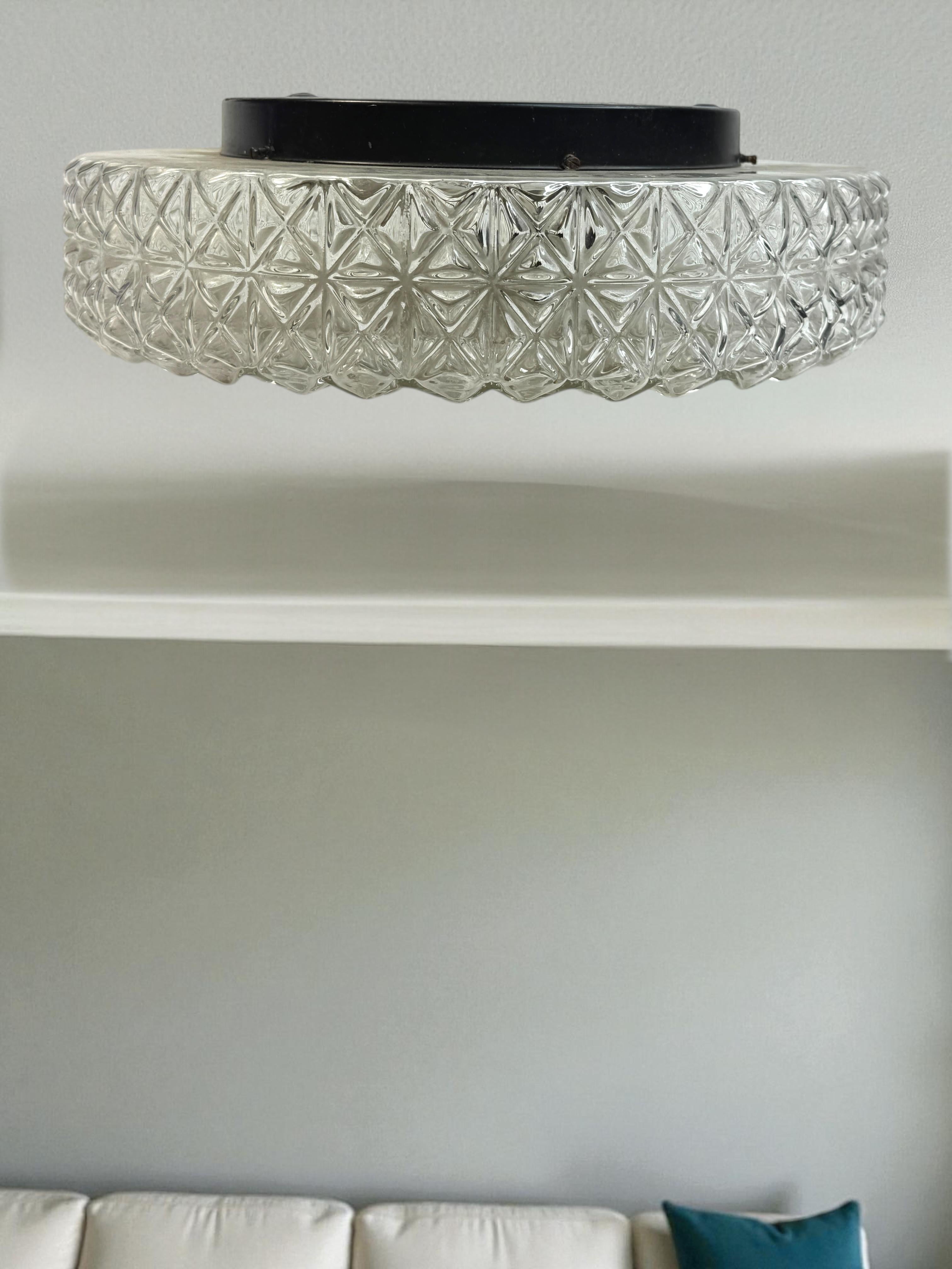 Monumentaler kreisförmiger gläserner Flush Mount von Kaiser Leuchten, Vintage German 1960s im Angebot 6