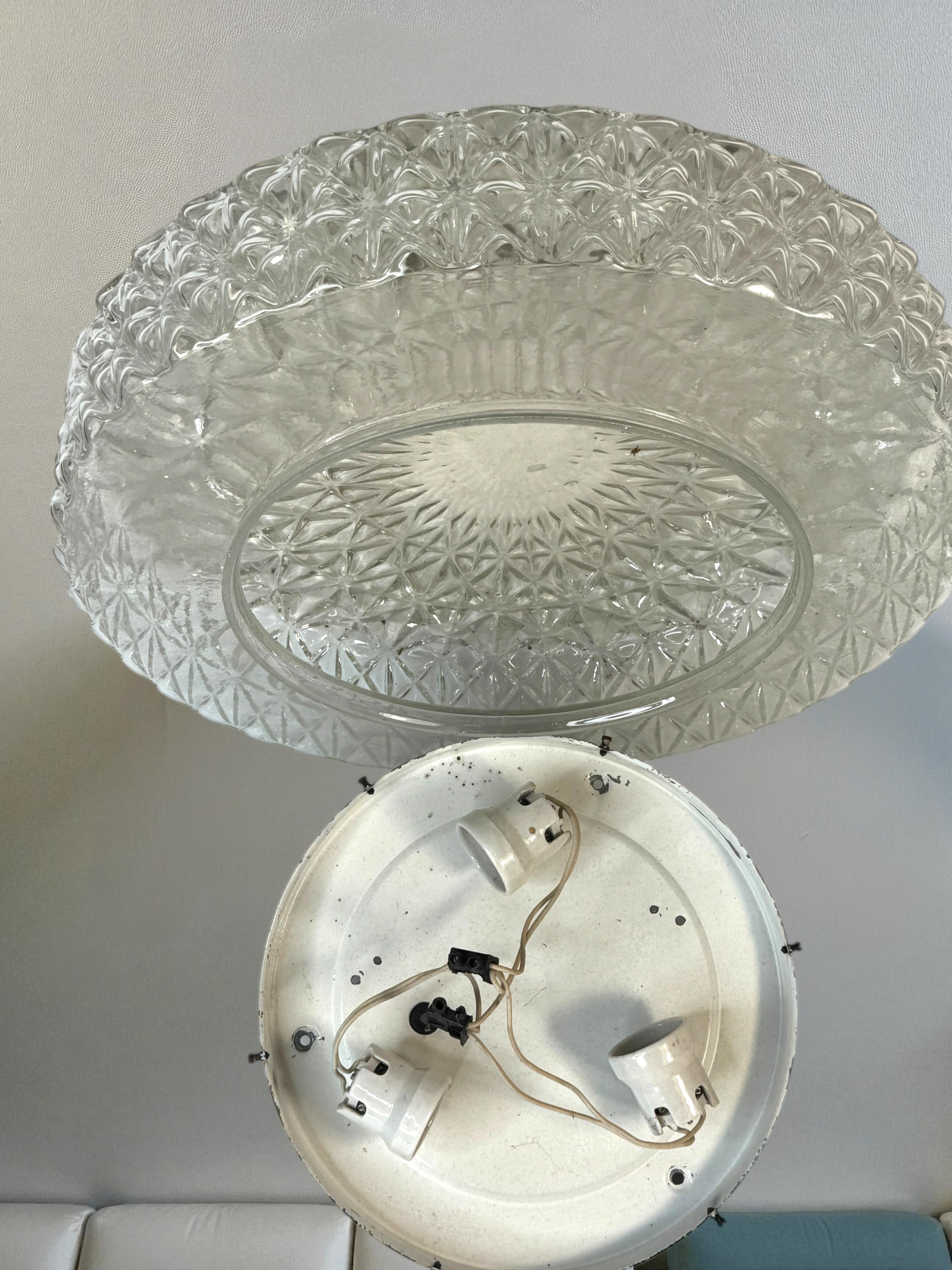Monumentaler kreisförmiger gläserner Flush Mount von Kaiser Leuchten, Vintage German 1960s im Angebot 7