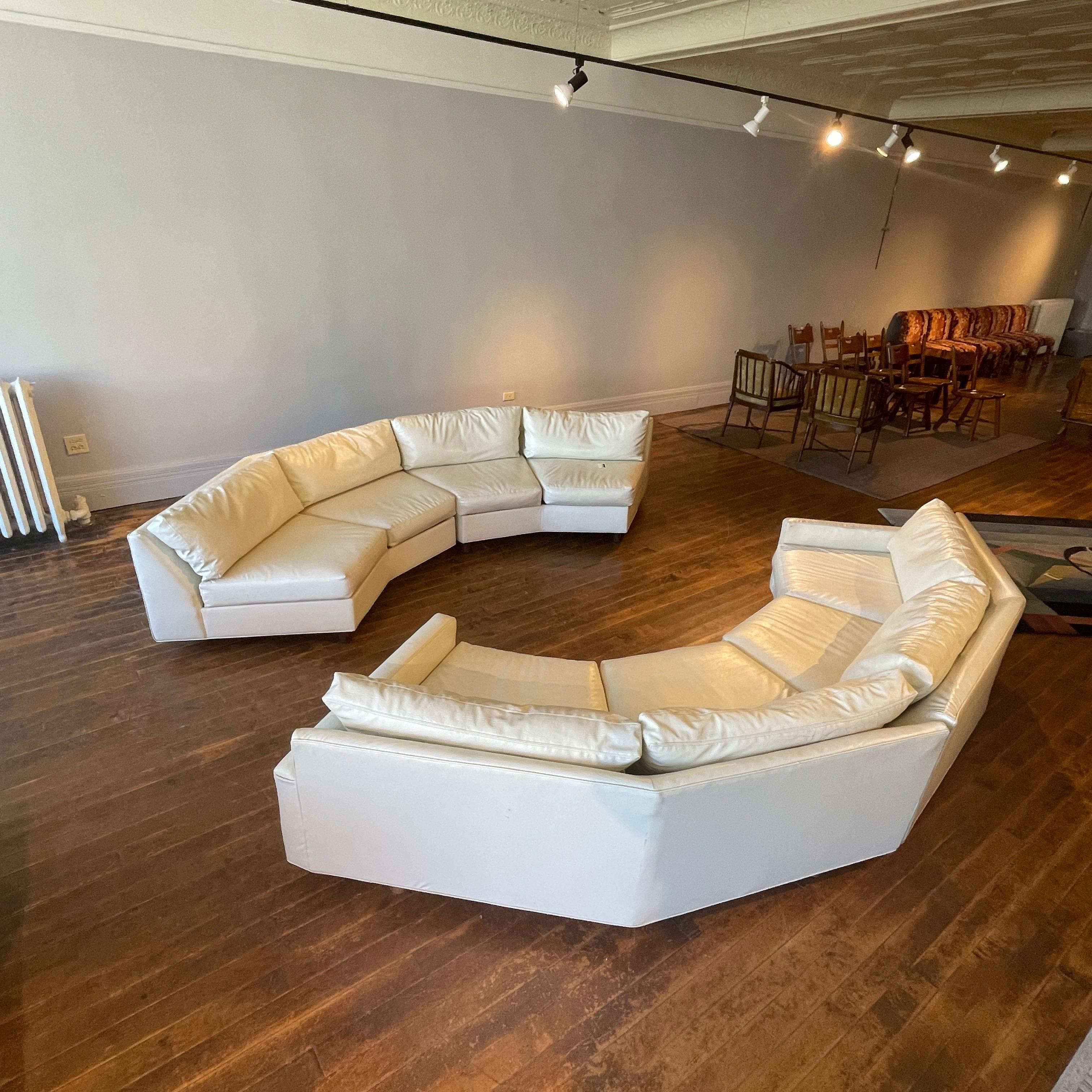 Monumental Circular Curved Midcentury Sofa Sectional by Selig Monroe White 3