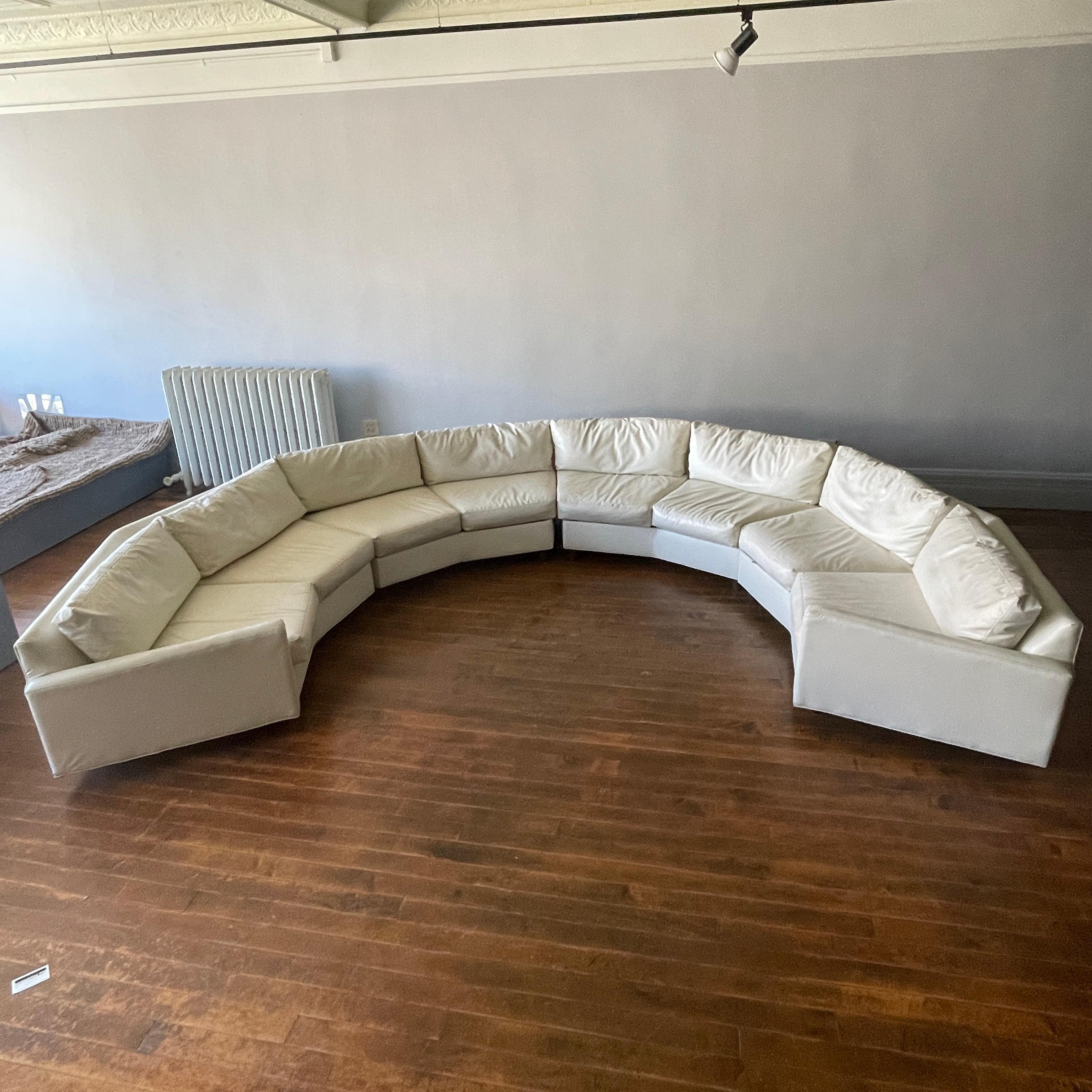 Monumental Circular Curved Midcentury Sofa Sectional by Selig Monroe White 7