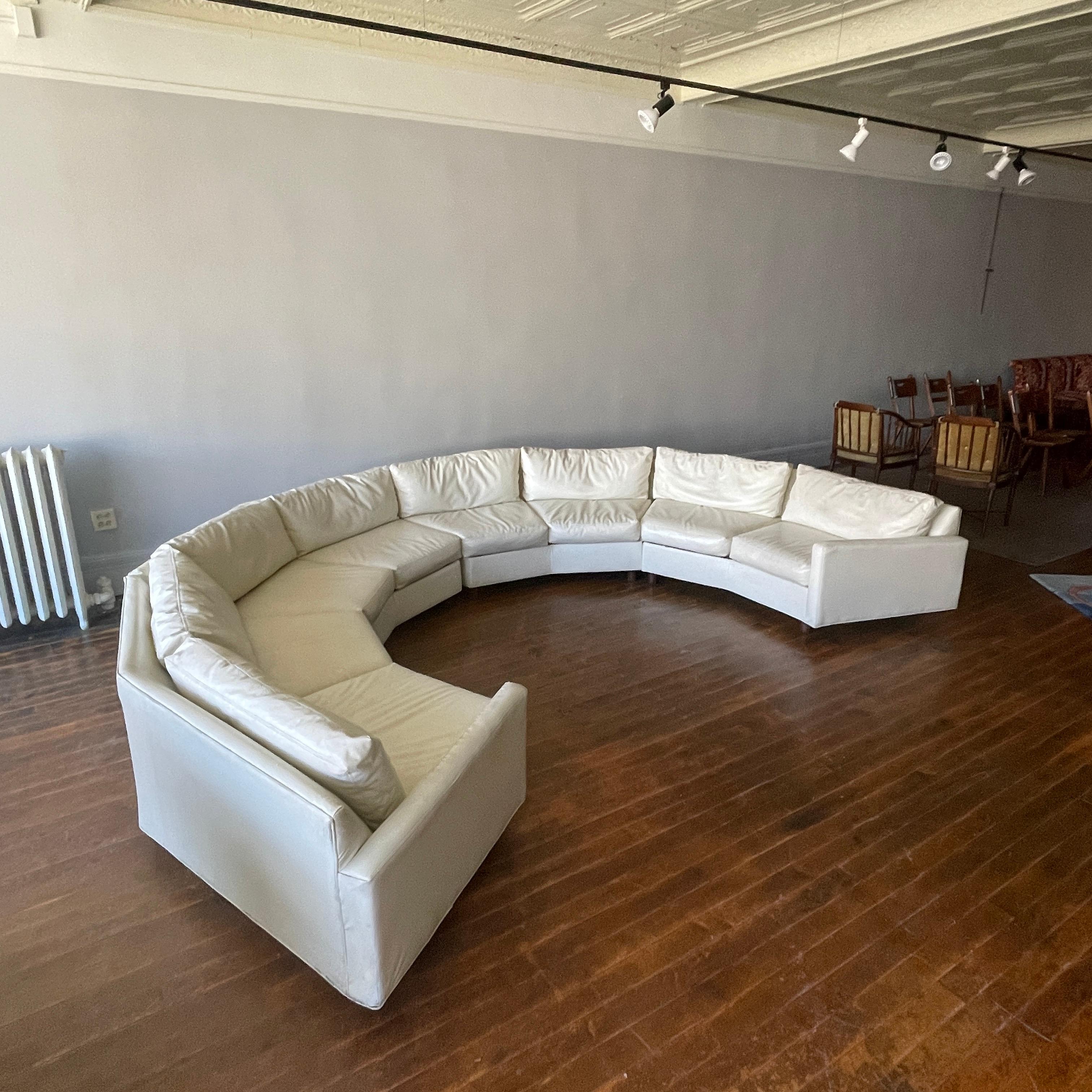 Stunning circular sectional by Selig Monroe. Consists of four independent pieces. Each piece measures 75