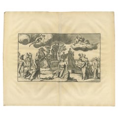 Monumental Classical Allegory, Large Horizontal Engraving from Montfaucon, 1721