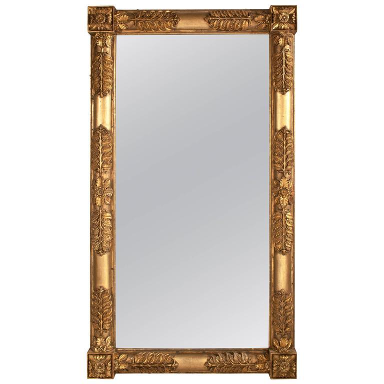 American Classical Monumental Classical Carved Giltwood Overmantel Mirror For Sale