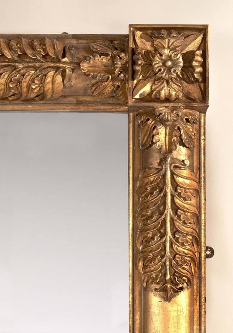 American Monumental Classical Carved Giltwood Overmantel Mirror For Sale