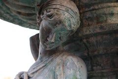 Monumental Classical Greco-Roman Bronze Garden Fountain Life-sized Females 20thC