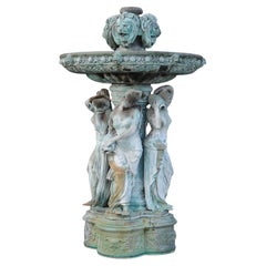 Monumental Classical Greco-Roman Bronze Garden Fountain Life-sized Females 20thC