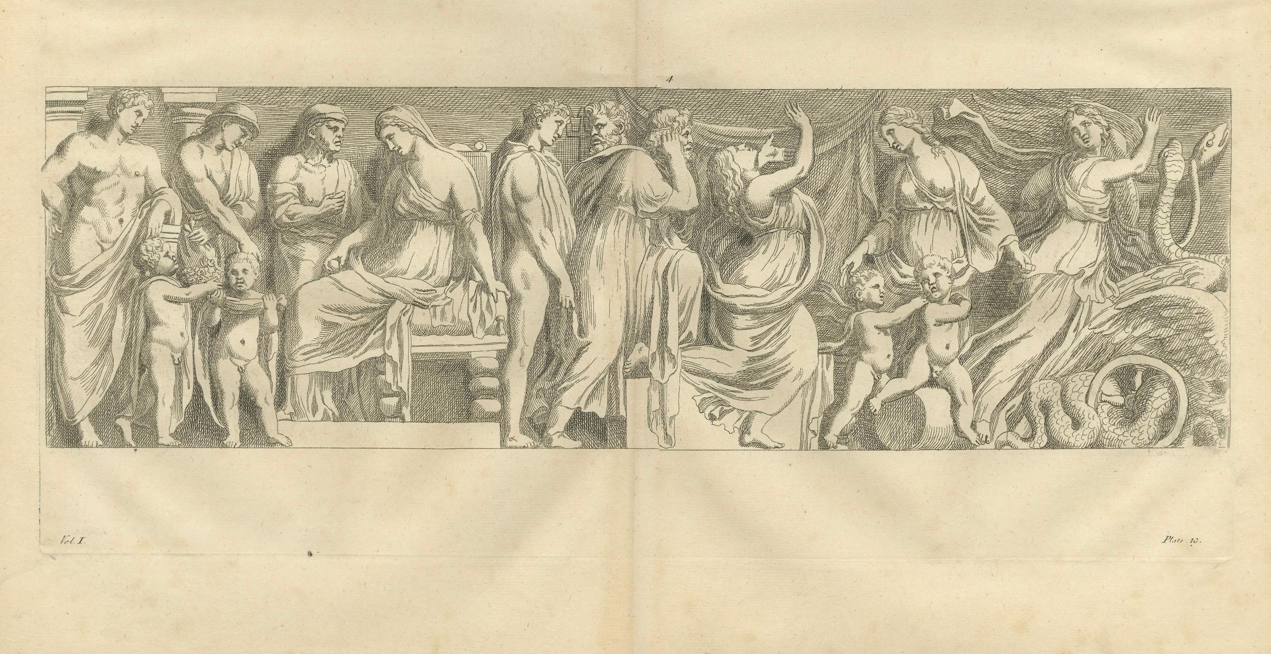 Monumental Classical Relief Scene, Montfaucon Antiquity Explained Engraving 1721
