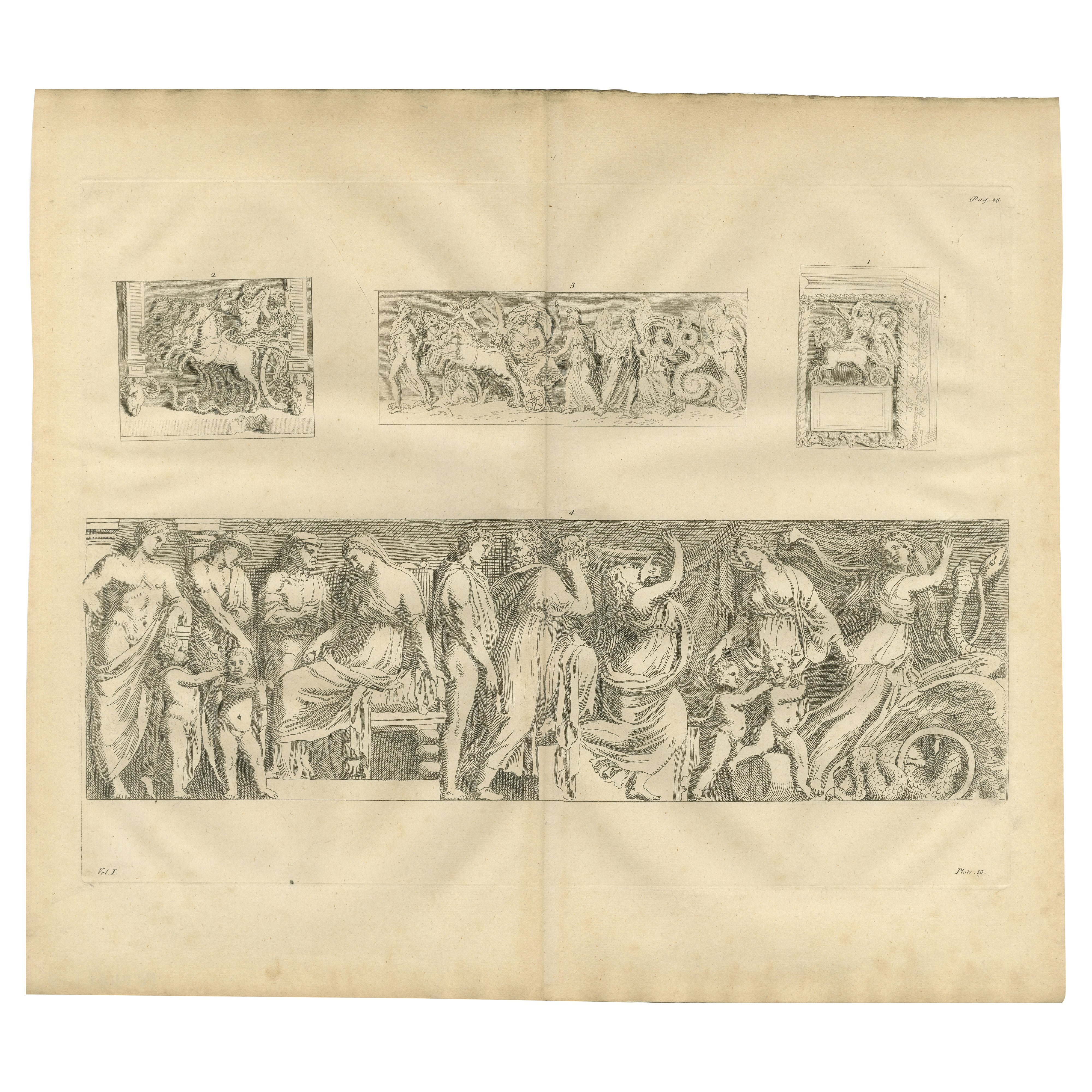 Monumental Classical Relief Scene, Montfaucon Antiquity Explained Engraving 1721