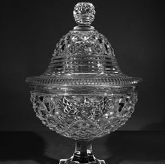 Monumental Clear Cut-Glass Covered Compote