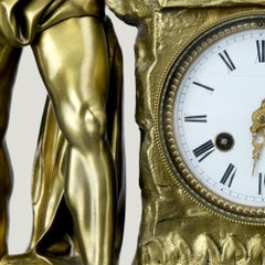 Monumental clock in gilded bronze representing Spartacus