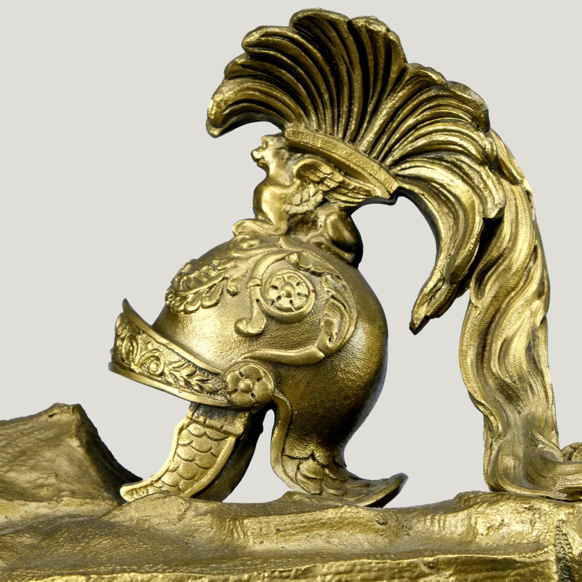 Gilt Monumental clock in gilded bronze representing Spartacus For Sale