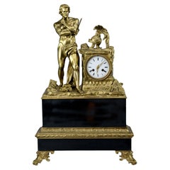 Antique Monumental clock in gilded bronze representing Spartacus