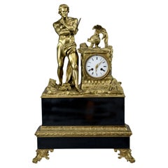 Monumental clock in gilded bronze representing Spartacus