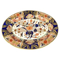 Antique Monumental Coalport Imari Platter with Songbirds and Peonies, England Circa 1815