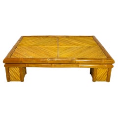 Mesa de centro monumental de bambú y ratán partido, Filipinas Años 70