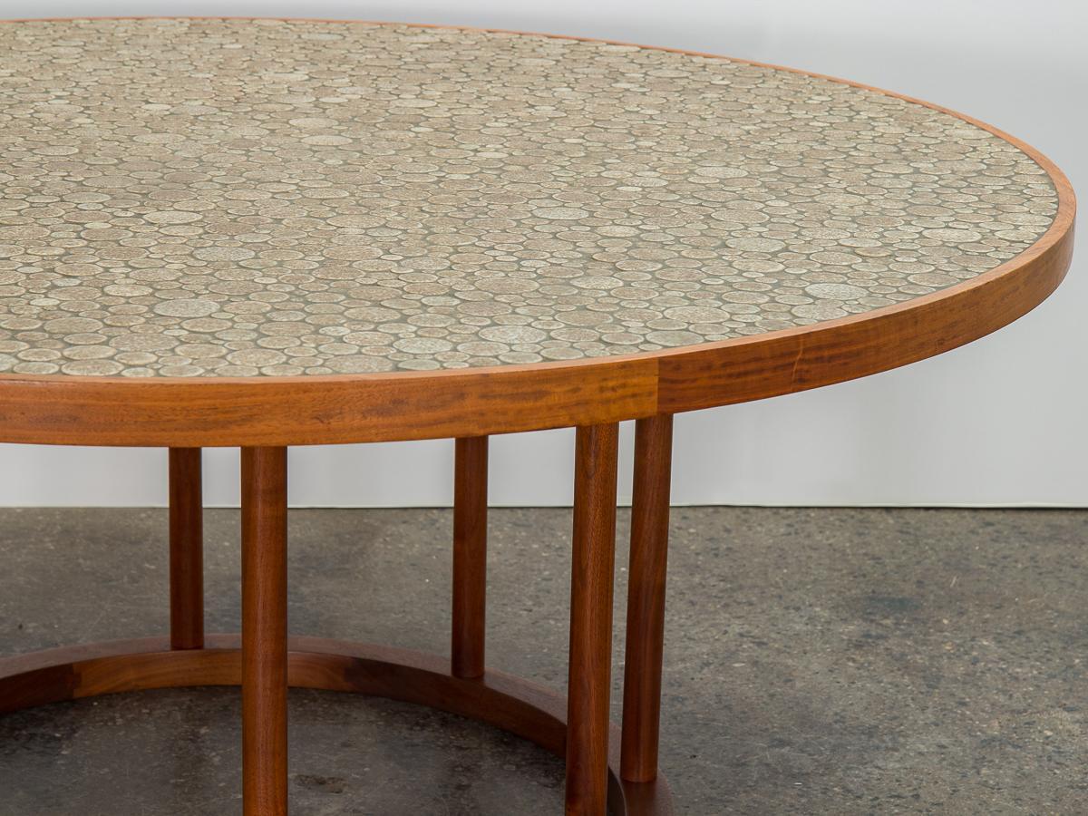 Mid-Century Modern Monumental Coin Tile Dining Table For Sale